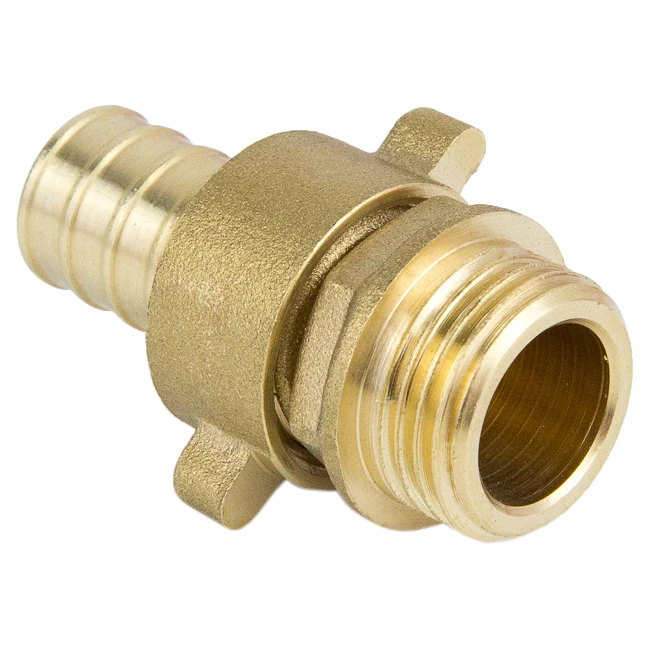 Переходник разъемный Aquasfera 9104 Дн15x1/2″ Ру16 наружная резьба/штуцер, для шланга, материал - латунь