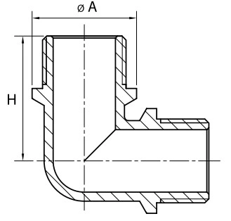 Угольник ALTSTREAM (TEBO) 1″ Ду25 Ру40, корпус – никелированная латунь, наружная резьба