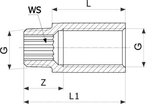Удлинитель Viega 3526 3/4″ Дн20 Ру25 длина 20 мм, внутренняя/наружная резьба, корпус - хромированная бронза