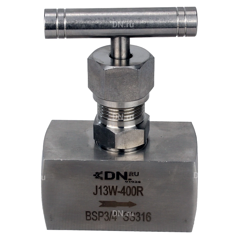 Клапан игольчатый VN3232M-T-Ht 1/2″ Ду15 Ру400 резьбовой, корпус - нержавеющая сталь 316, уплотнение - металл, с Т-образной рукояткой
