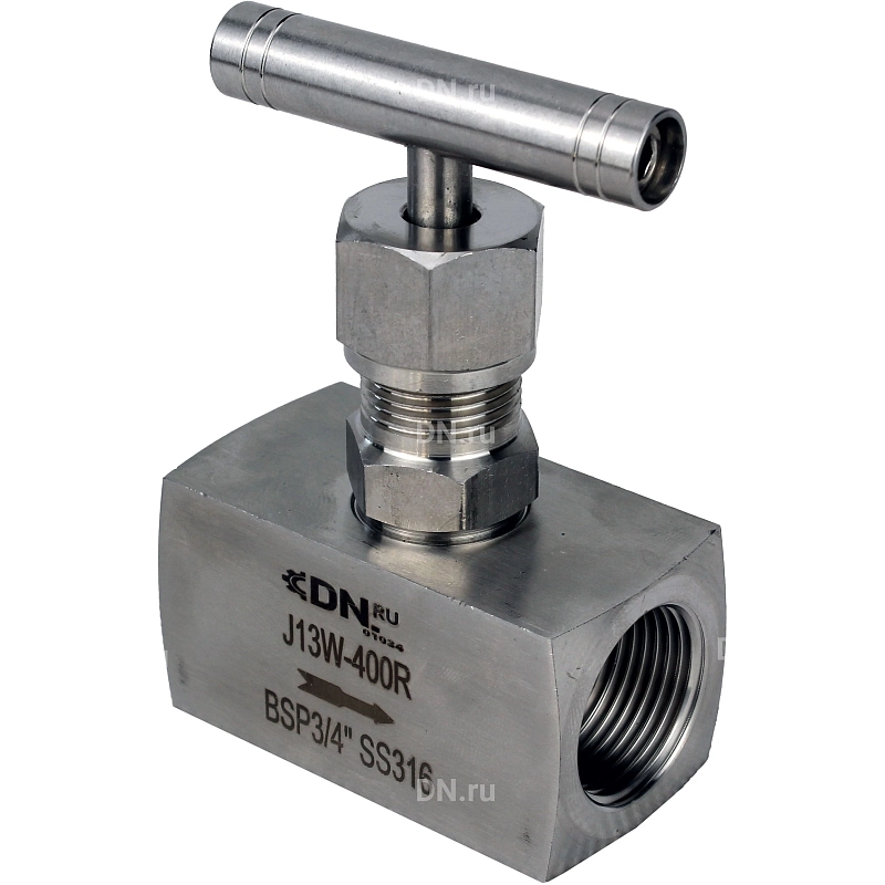 Клапан игольчатый VN3232M-T-Ht 1/2″ Ду15 Ру400 резьбовой, корпус - нержавеющая сталь 316, уплотнение - металл, с Т-образной рукояткой